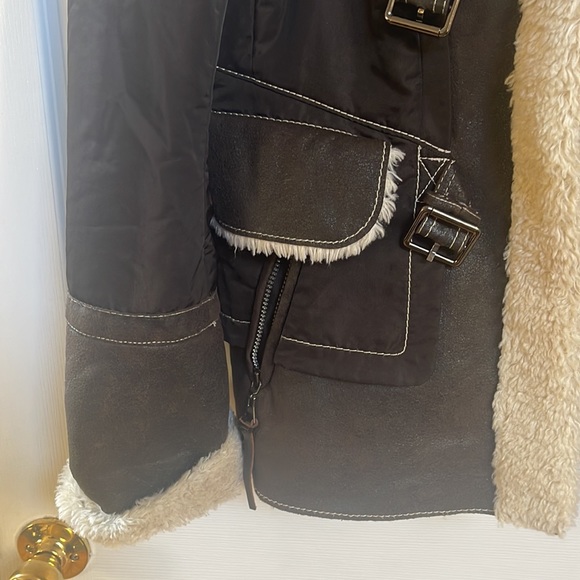 Creenstone size 36 brown with beige fleece bomber jacket - Picture 4 of 7